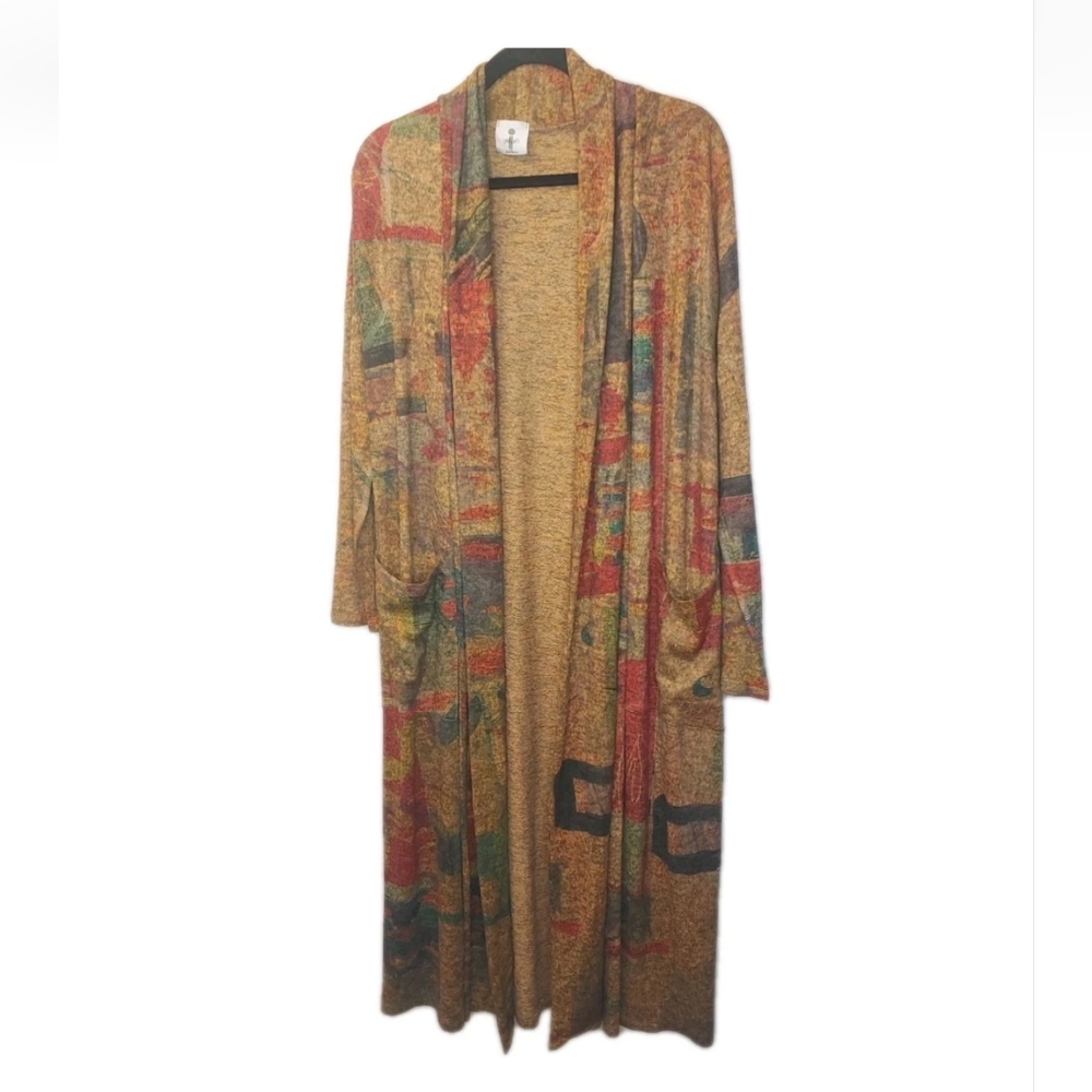 INoah Duster Cardigan Woman Sz XL Tango Long Sweater Jacket Artsy Boho USA Nwt